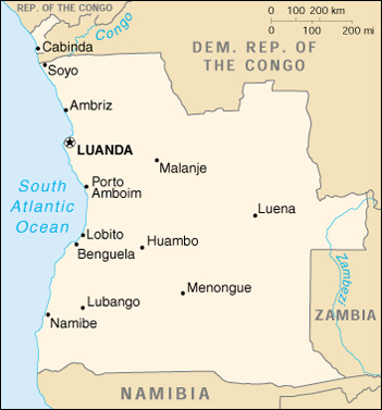 Angola Cartina Geografica