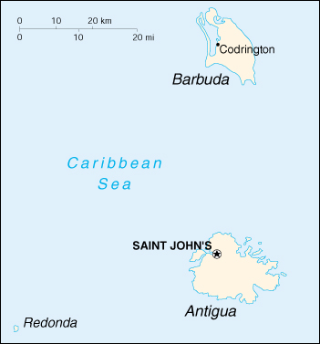Antigua e Barbuda Cartina Geografica
