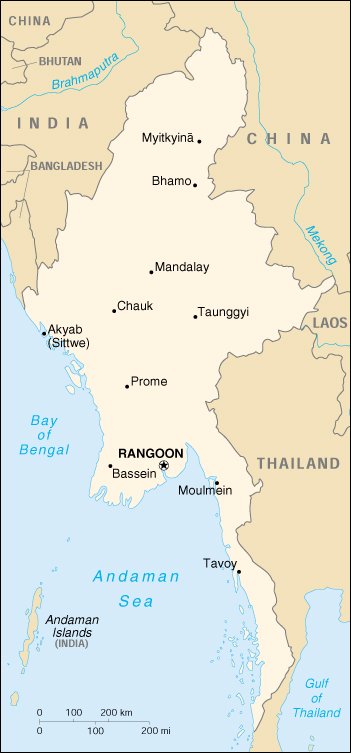 Birmania Cartina Geografica