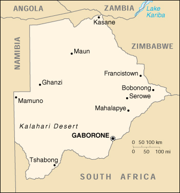 Botswana Cartina Geografica