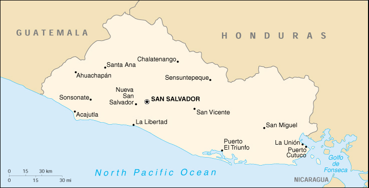 El Salvador Cartina Geografica