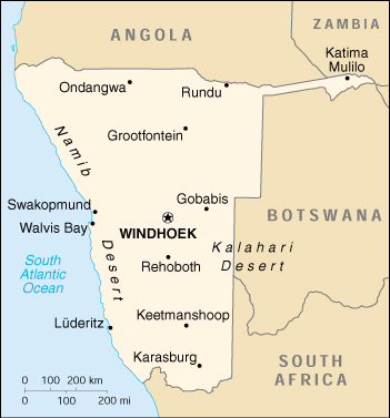 Namibia Cartina Geografica