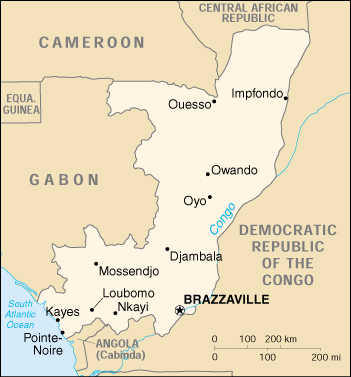 Repubblica del Congo Cartina Geografica