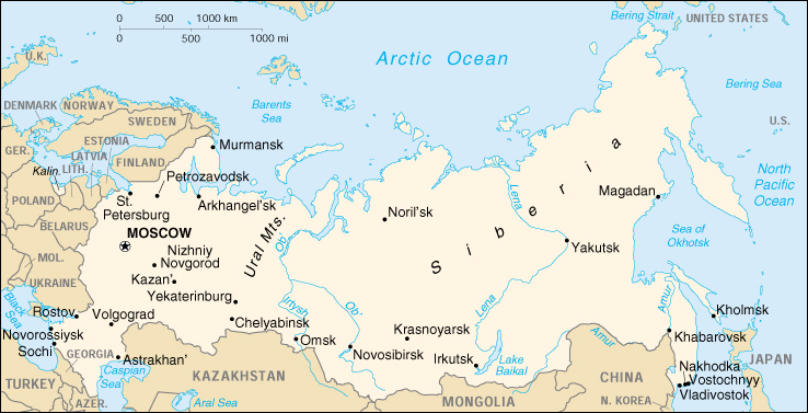 Russia Cartina Geografica