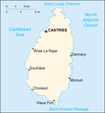 Saint Lucia Cartina Geografica