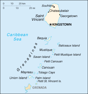 Saint Vincent e Grenadine Cartina Geografica