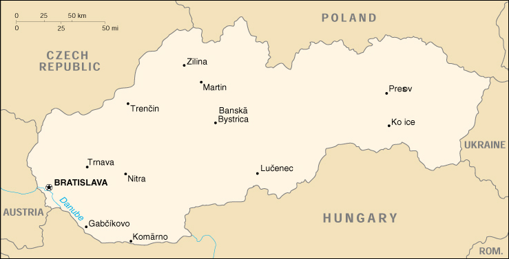 Slovacchia Cartina Geografica