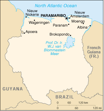 Suriname Cartina Geografica