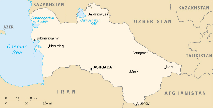 Turkmenistan Cartina Geografica